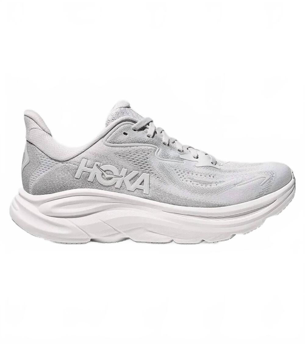 NEW HOKA women's clifton 10 running shoes - wide in cosmic grey/stardust